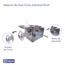 Moedor Picador Carne Elétrico Inox Mgi22 Boca 22 Gural - 2