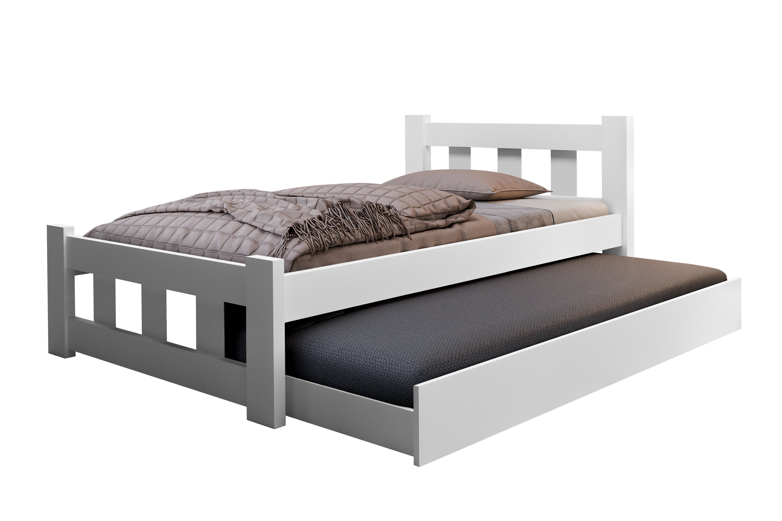 Cama Solteiro com Cama Auxiliar Pop para Crianças Adolescente de Mdf:branco - 2