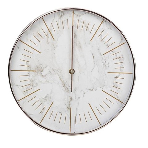 Relógio de Parede Rose Gold 30cm Fundo em Desenhos de Mármore