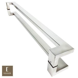 Puxador Para Portas Duplo em Aço Inox 304 Modelo Grécia Escovado para portas: pivotantes/madeira/ - 