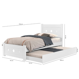 Cama Solteiro Bicama Auxiliar 2 Colchões Resistente Sol Cor:branco - 2