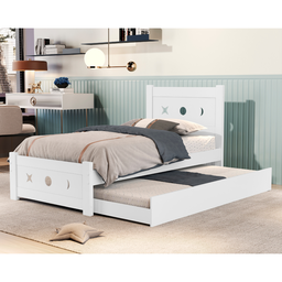 Cama Solteiro Bicama Auxiliar 2 Colchões Resistente Sol Cor:branco - 5