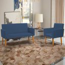 Ver imagem 1 de Kit Namoradeira Decorativa Para Sala Nina + Poltrona Para Recepção Manicure Suede