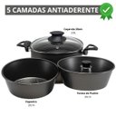 Ver imagem 3 de Panela 3 em 1 Antiaderente 3,9l com Tampa de Vidro + 02 Descansos Redondos + Escumadeira de Silicone