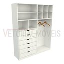 Ver imagem 2 de Armário Arara Gaveta Samara M6 100% Mdf Closet Loja Colmeia - Branco