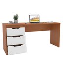 Ver imagem 3 de Mesa para Escritório Madri 3 Gavetas Branco/freijó - Politorno