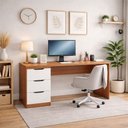 Ver imagem 1 de Mesa para Escritório Madri 3 Gavetas Branco/freijó - Politorno