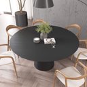 Ver imagem 2 de Mesa de Jantar Redonda 160cm Scandi 8 Lugares Lamina Natural de Madeira Preto