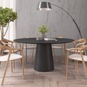 Ver imagem 3 de Mesa de Jantar Redonda 160cm Scandi 8 Lugares Lamina Natural de Madeira Preto