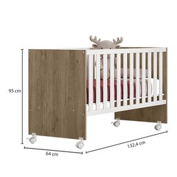 Quarto de Bebê Doce Sonho com Roupeiro e Berço Qmovi Carvalho Branco - 2