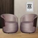 Ver imagem 1 de Kit 2 Poltronas Organica Beatriz Veludo Rose C/ Composê Corano Marrom - Lm Decor