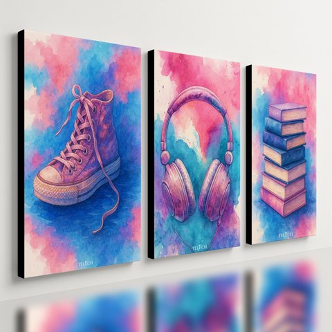 Kit 3 Quadro Decorativo Menina Faculdade Estudos Rosa Quarto Qualidade Premium Moderno 28x20cm