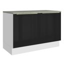 Ver imagem 1 de Balcão de Pia 120 cm 2 Portas Branco/Preto Lux Madesa