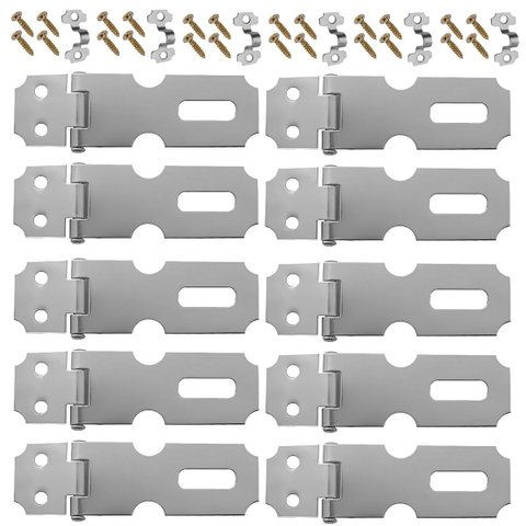 Dobradiça Porta Cadeado Fecho Trinco Zincado 6,3cm para Portão Gaveta Armário | Aliança | Kit 10 Un