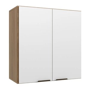 Armário de Cozinha e Lavanderia com 2 Portas Duplo Aéreo Suspenso Paris Batrol Nogal/branco