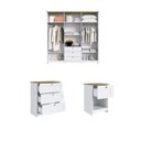 Ver imagem 4 de Quarto Completo Casal com Guarda-Roupa 6 Portas Cômoda 3 Gavetas e Mesa de Cabeceira Americano Branco/Gelo