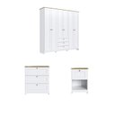 Ver imagem 2 de Quarto Completo Casal com Guarda-Roupa 6 Portas Cômoda 3 Gavetas e Mesa de Cabeceira Americano Branco/Gelo