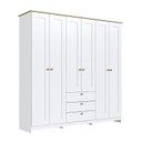 Ver imagem 6 de Quarto Completo Casal com Guarda-Roupa 6 Portas Cômoda 3 Gavetas e Mesa de Cabeceira Americano Branco/Gelo