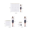 Ver imagem 5 de Quarto Completo Casal com Guarda-Roupa 6 Portas Cômoda 3 Gavetas e Mesa de Cabeceira Americano Branco/Gelo
