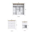 Ver imagem 3 de Quarto Completo Casal com Guarda-Roupa 6 Portas Cômoda 3 Gavetas e Mesa de Cabeceira Americano Branco/Gelo