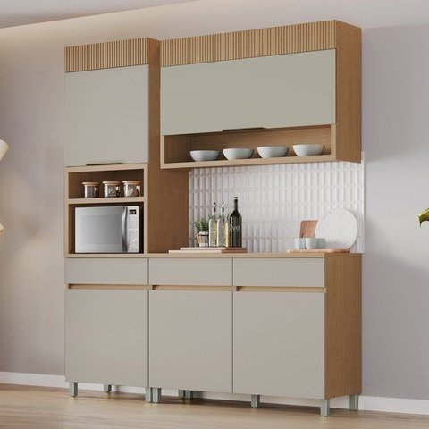 Cozinha Completa Modulada 3 Peças 5 Portas 3 Gavetas 100% MDF Realeza Premium