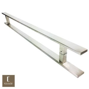Puxador Para Portas Duplo em Aço Inox 304 Modelo Clean Escovado para portas: pivotantes/madeira/ - 1