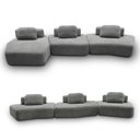 Ver mais imagens de Sofá Ilha Sala de Estar 2 Módulos e Chaise Dakota Encosto Almofadas Soltas Bouclê Rústico Cinza G33 