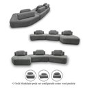 Ver imagem 5 de Sofá Ilha Sala de Estar 2 Módulos e Chaise Dakota Encosto Almofadas Soltas Bouclê Rústico Cinza G33 