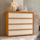 Ver imagem 1 de Cômoda para Quarto 8 Gavetas Ripado 100% MDF Tarsila Marrom/Cinamomo/Off White