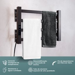 Toalheiro Elétrico Térmico Aquecido 30x 45 Preto 220v - 4