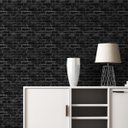 Ver imagem 1 de Papel de Parede Adesivo Tijolinho Preto Rústico Rolo 12m