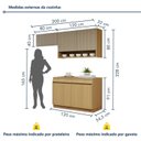 Ver imagem 3 de Cozinha Completa Modulada 3 Peças 5 Portas 2 Gavetas com Rodapé 100% MDF Simone Mendes