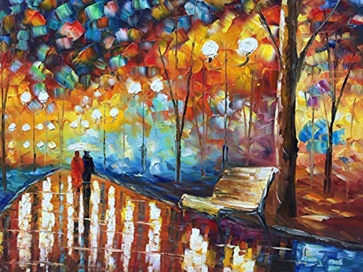 Quadro Pintura Tela barato colorida chuvoso espessa 5162: 120cm (A) x 180cm (L) - 4