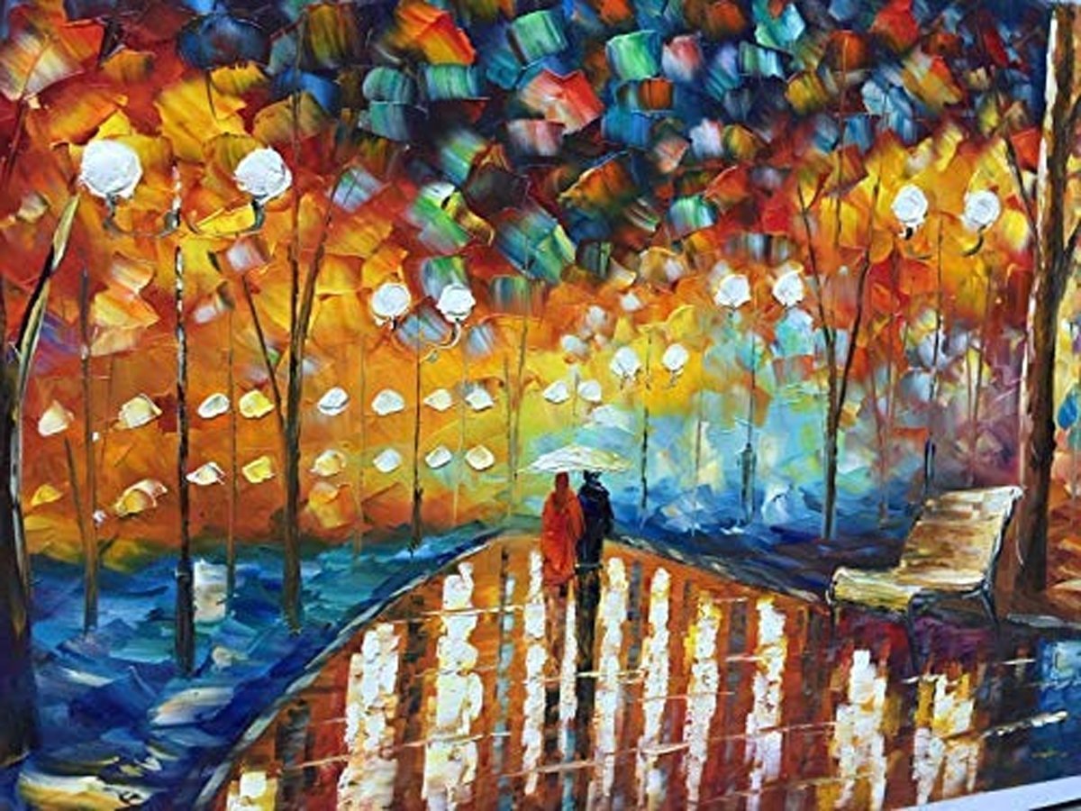 Quadro Pintura Tela barato colorida chuvoso espessa 5162: 120cm (A) x 180cm (L) - 3