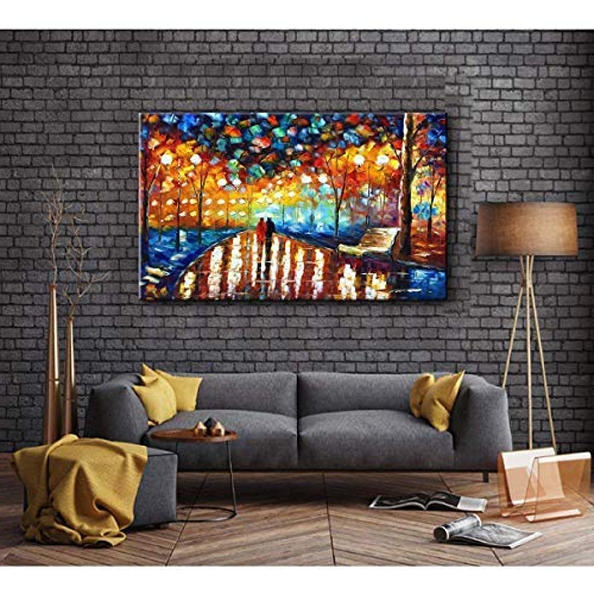 Quadro Pintura Tela barato colorida chuvoso espessa 5162: 120cm (A) x 180cm (L) - 1