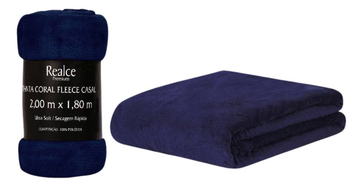 Manta Microfibra Lisa 180x200 Casal 170g Sultan Cobertor Manta de Casal Azul Liso - 4