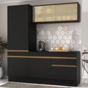 Ver imagem 2 de Armário de Cozinha Compacta 3 Peças com Rodapé Mp2179 Made Multimóveis Preto/dourado