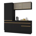 Ver imagem 1 de Armário de Cozinha Compacta 3 Peças com Rodapé Mp2179 Made Multimóveis Preto/dourado