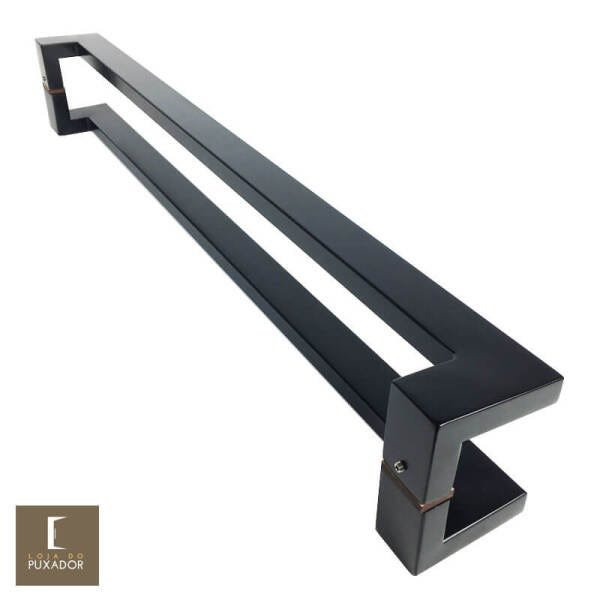 Puxador Para Portas Duplo em Aço Inox 304 Modelo Grécia Preto Fosco para portas: pivotantes/ - 1,82 