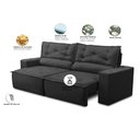 Ver imagem 2 de Sofá Retrátil e Reclinável 3 Lugares com Molas 2,00m Laura Suede Preto Madelina