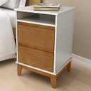 Ver imagem 1 de Mesa Cabeceira 43cm para Quarto 2 Gavetas Solvi Off White/freijó F07 - Mpozenato