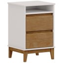 Ver imagem 2 de Mesa Cabeceira 43cm para Quarto 2 Gavetas Solvi Off White/freijó F07 - Mpozenato