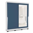 Ver imagem 2 de Roupeiro Porto 2 Portas de Correr com Espelho 177x213cm Branco/Azul 240849