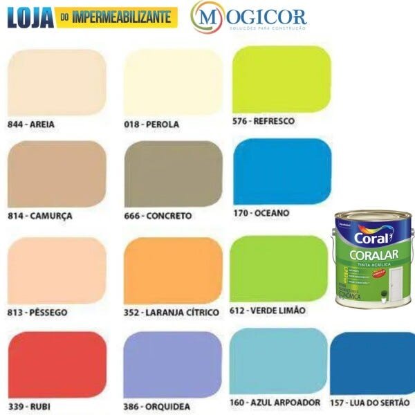 Tinta Acrílica Coral Coralar 3,6 Litros - Cores - Amarelo Canário - 3