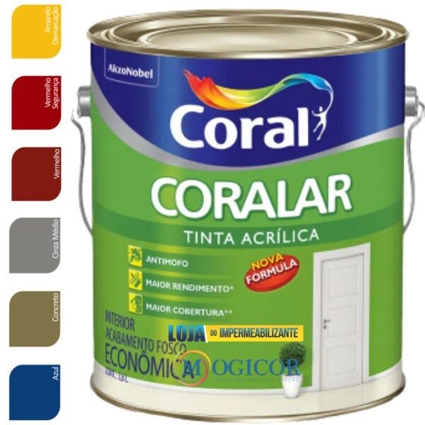 Tinta Acrílica Coral Coralar 3,6 Litros - Cores - Amarelo Canário - 1