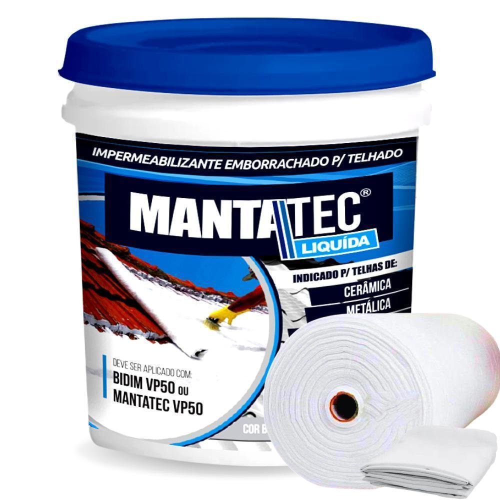 Kit Manta Liquida Branca 18kg + 15m Bidim Impermeabilizante