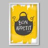 Quadro Cozinha Bon Appetit I - 45x30cm - Moldura Padrão Branco - 1