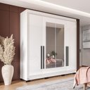 Ver imagem 1 de Roupeiro Solteiro Valência 4 Portas com Espelho 161x214cm Branco 240851