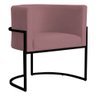 Poltrona Decorativa Sala Estar Recepção Escritório Luana Base Preta Veludo Rosê - Montanaris Decor - 1