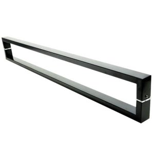 Puxador Portas Duplo Aço Inox Preto Greco 1 M para Portas: Pivotantes/Madeira/Vidro Temperado/